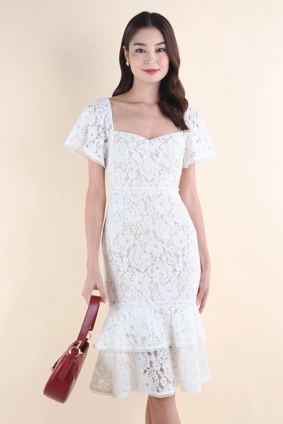 GEMMA LACE MERMAID DRESS IN WHITE