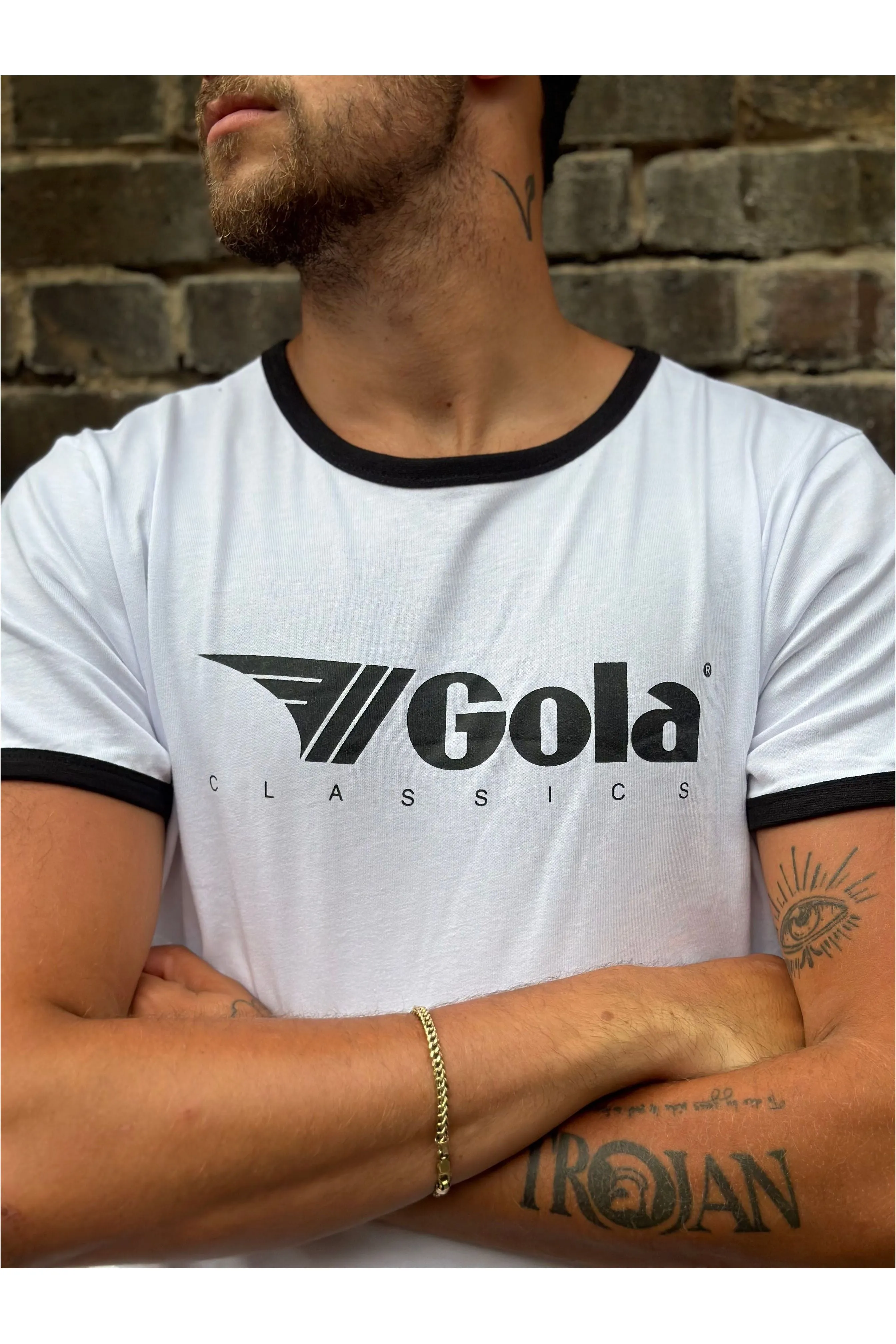 Gola - White & Black Short Sleeve Ringer - T-Shirt