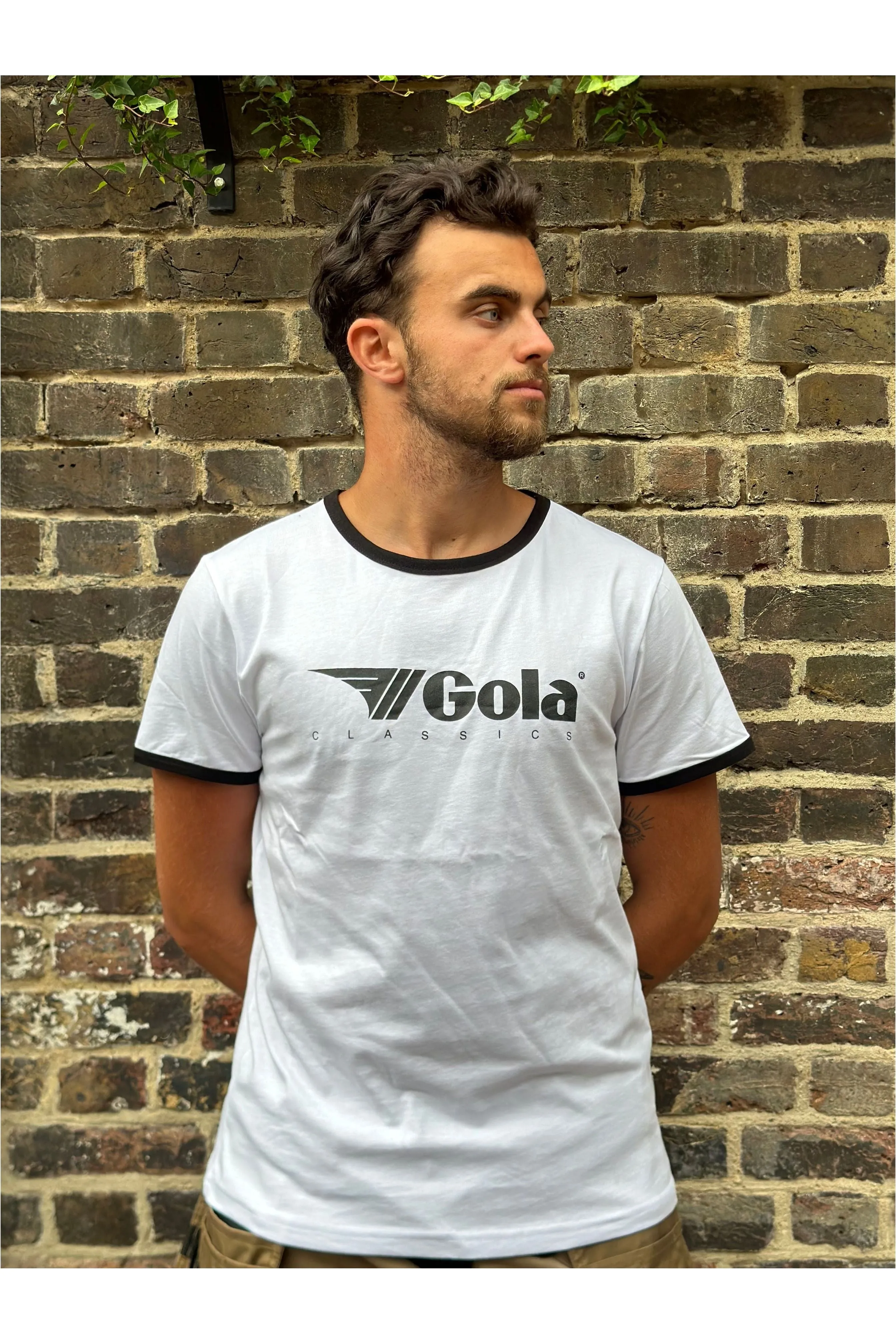 Gola - White & Black Short Sleeve Ringer - T-Shirt