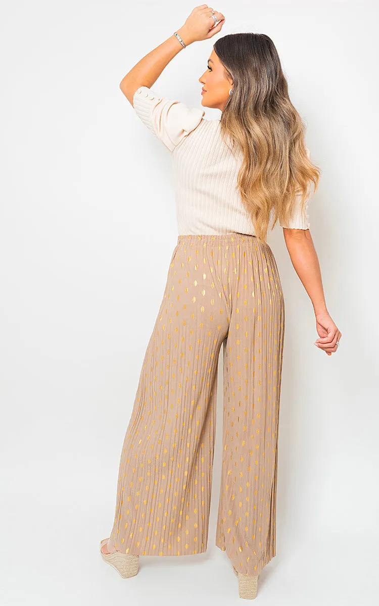 Gold Spot Pleated Trouser with Drawstring