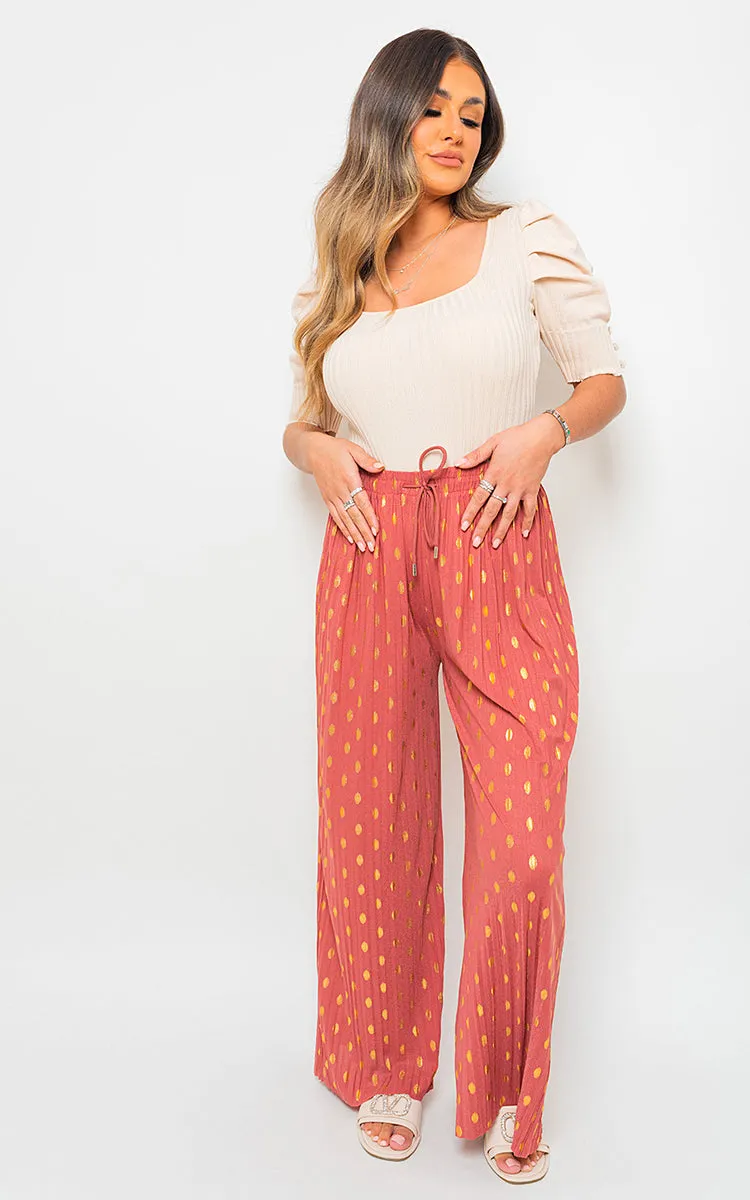 Gold Spot Pleated Trouser with Drawstring