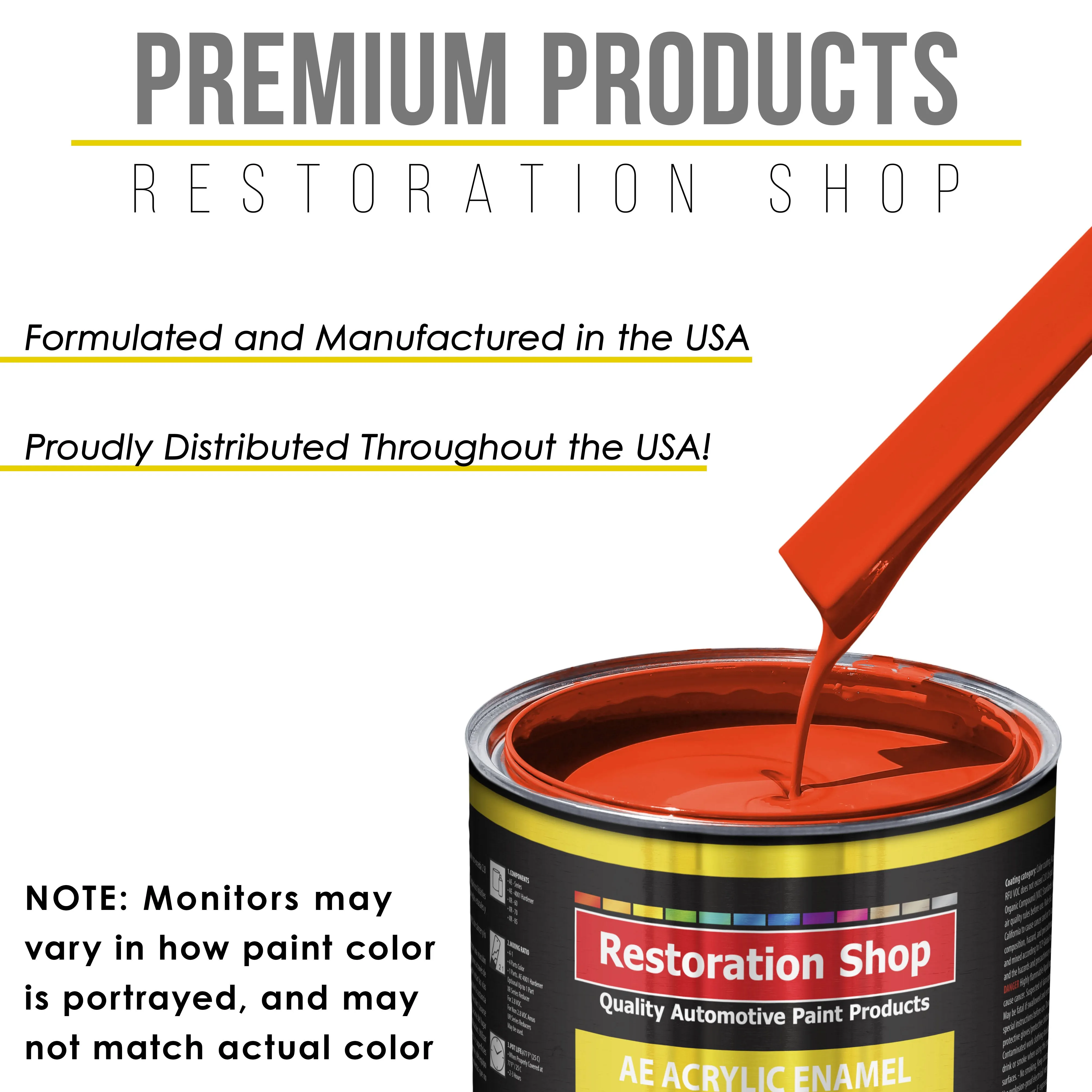 Hemi Orange Acrylic Enamel Auto Paint - Complete Gallon Paint Kit - Professional Single Stage Automotive Car Truck Coating, 8:1 Mix Ratio 2.8 VOC