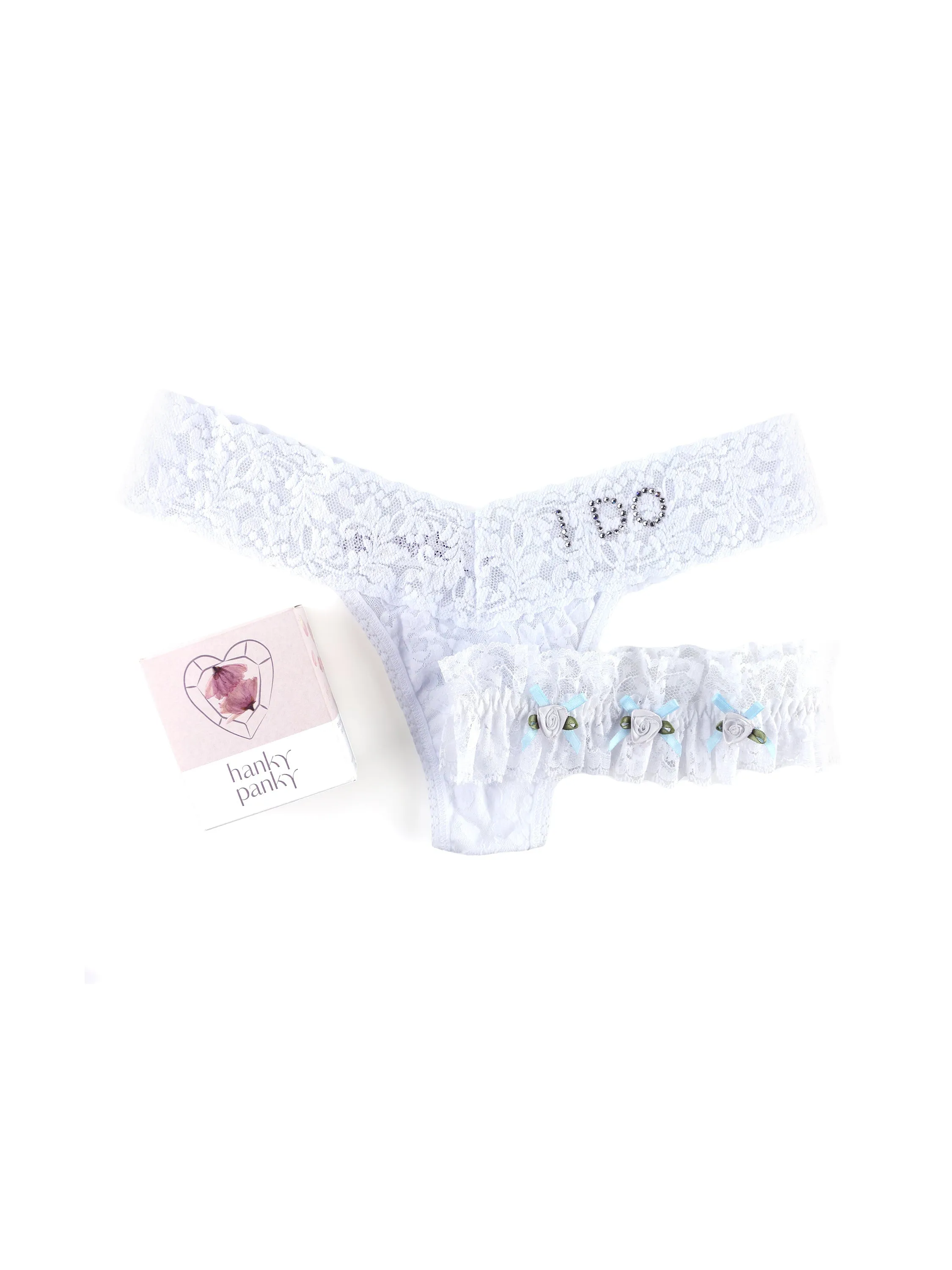 I Do Low Rise Thong & Garter Box Set