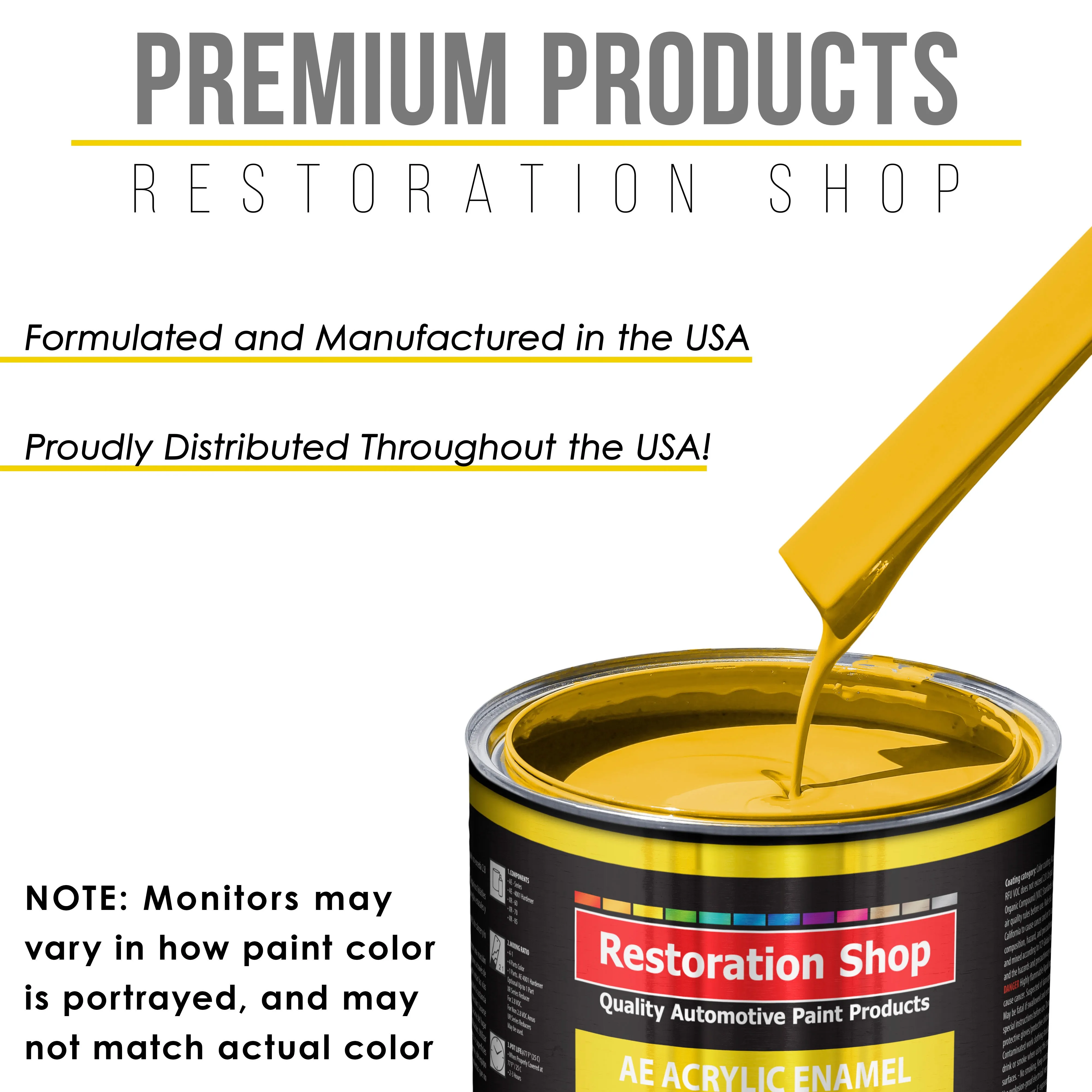 Indy Yellow Acrylic Enamel Auto Paint - Complete Gallon Paint Kit - Professional Single Stage Automotive Car Truck Coating, 8:1 Mix Ratio 2.8 VOC