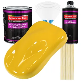 Indy Yellow Acrylic Urethane Auto Paint - Complete Gallon Paint Kit - Professional Single Stage Automotive Car Truck Coating, 4:1 Mix Ratio 2.8 VOC