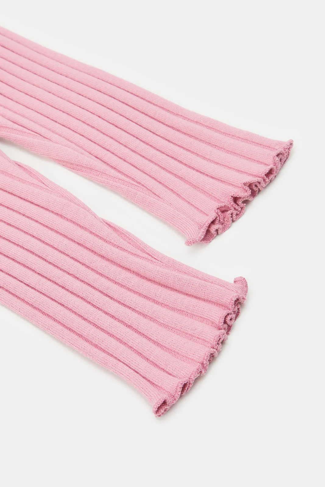 Infant Girls Pink Ribbed Leggings