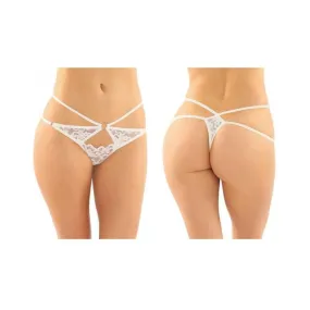 Jasmine Strappy Lace Thong With Front Keyhole Cutout 6-pack L/xl White