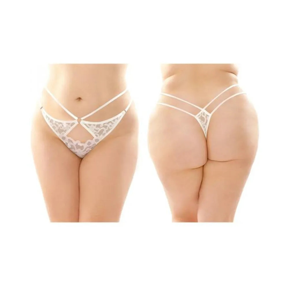 Jasmine Strappy Lace Thong With Front Keyhole Cutout 6-pack Q/s White