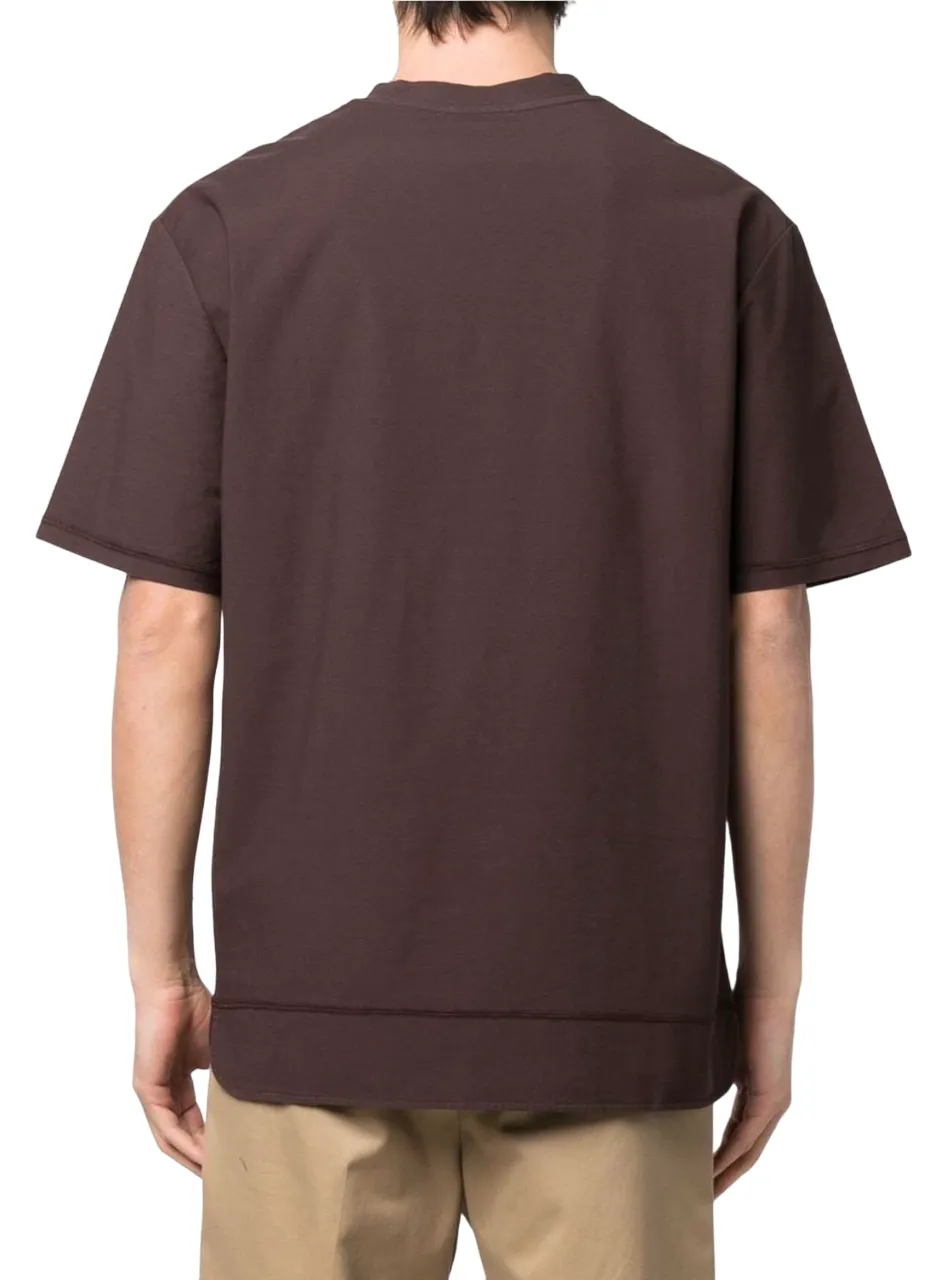 Jil Sander Logo Patch Crewneck T-Shirt Brown