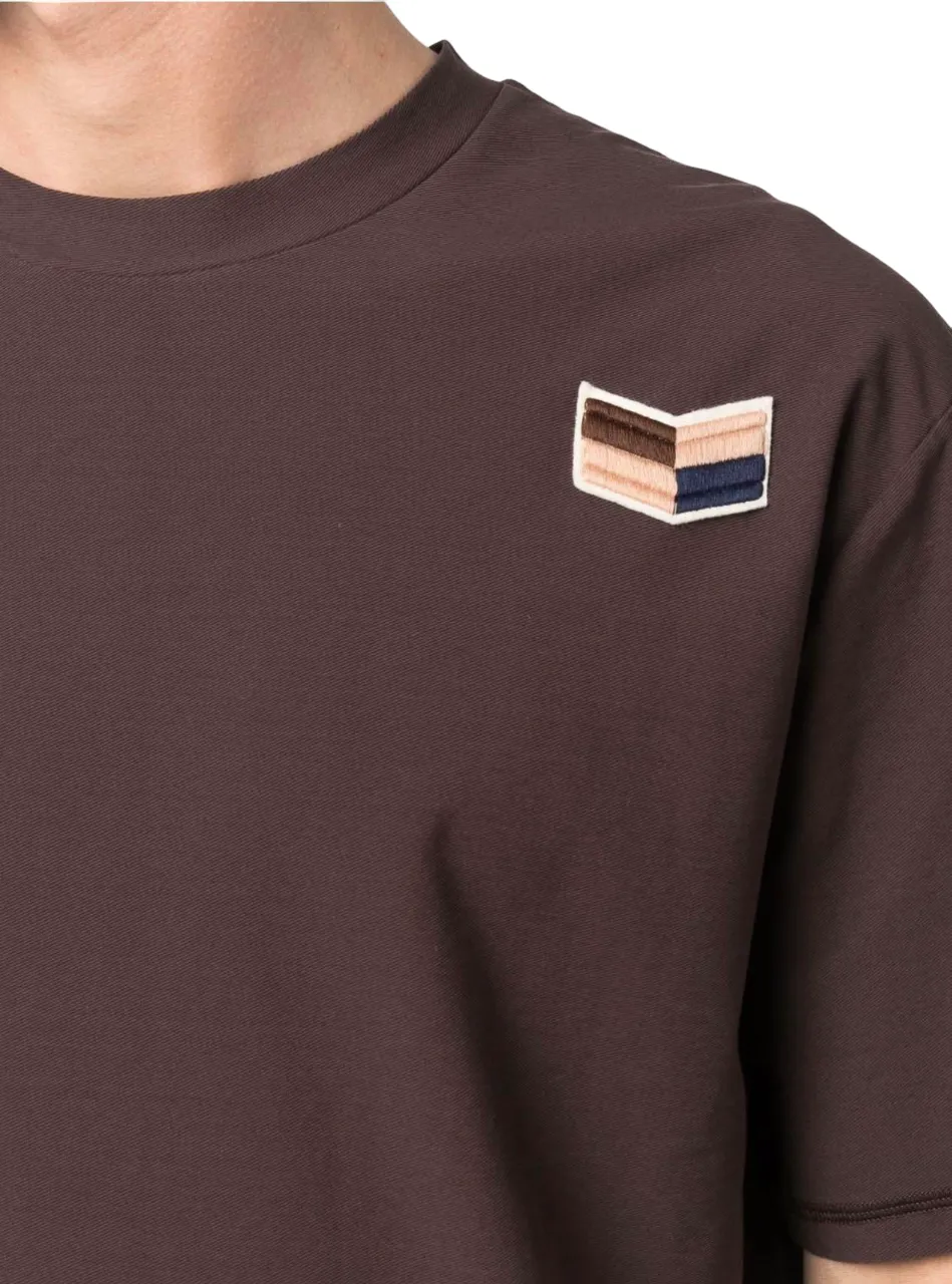 Jil Sander Logo Patch Crewneck T-Shirt Brown