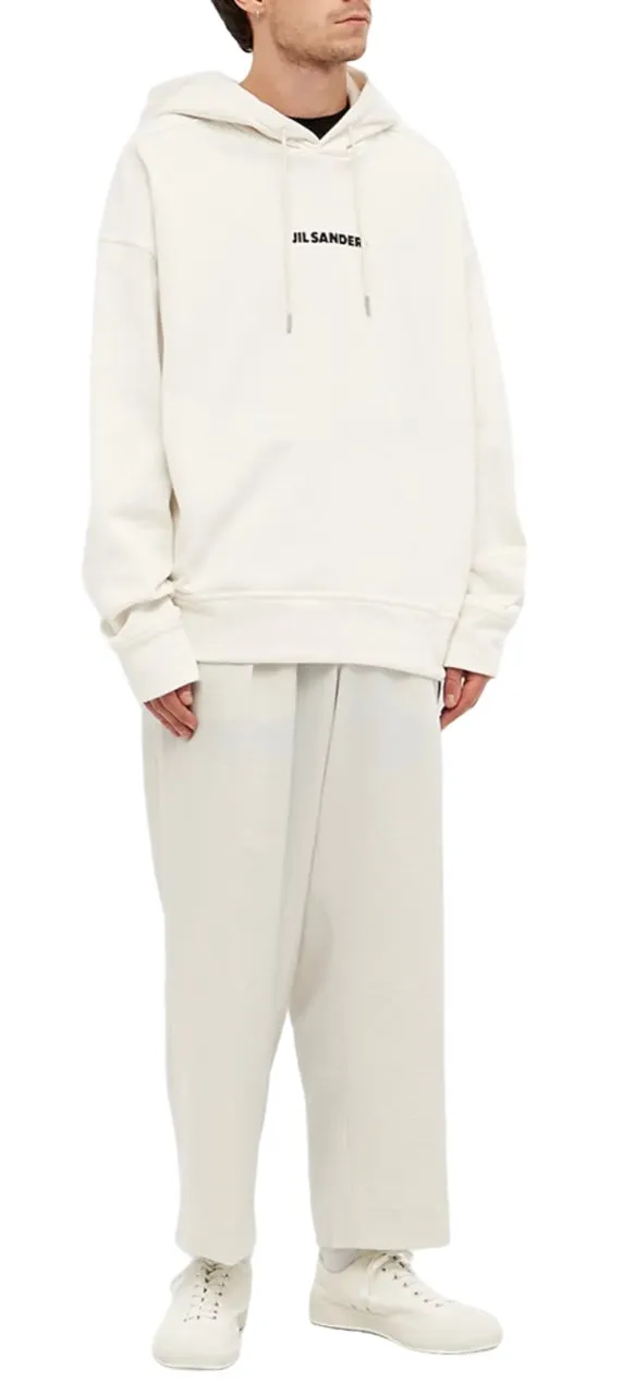 Jil Sander Plus Logo Popover Hoodie White