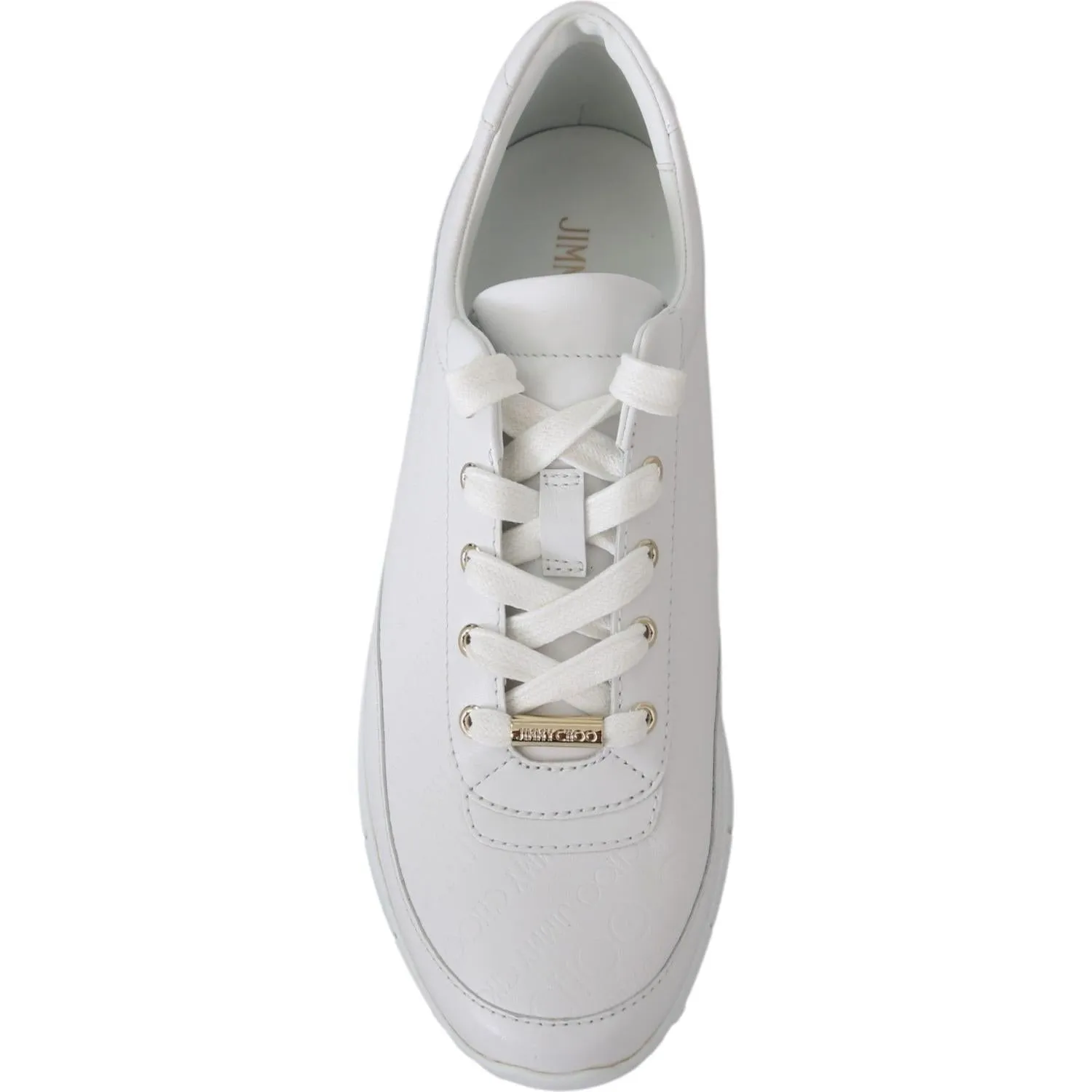 Jimmy Choo Elegant White Leather Sneakers