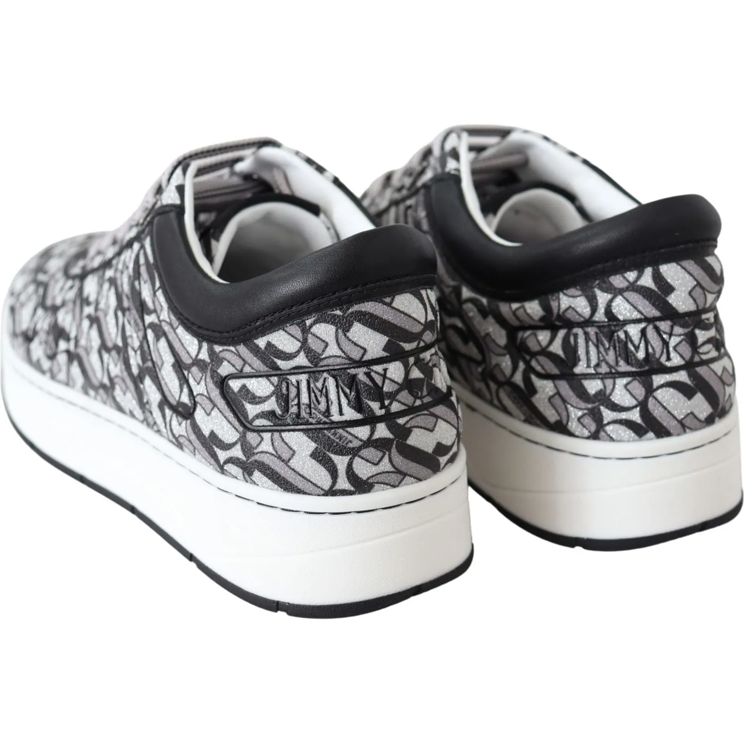 Jimmy Choo Glittering Slip-On Sneakers - Silver and Black