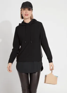 Julia Stretch Crepe Hoodie | Black