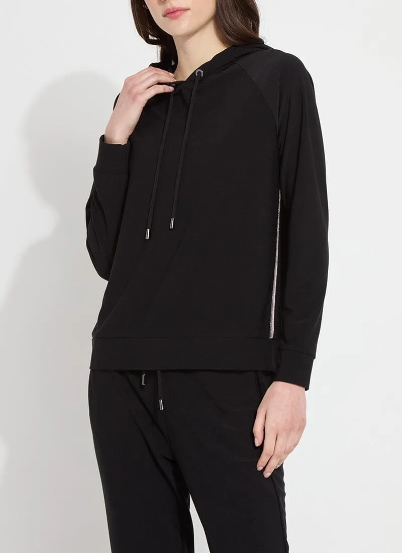 Julia Stretch Crepe Hoodie | Black