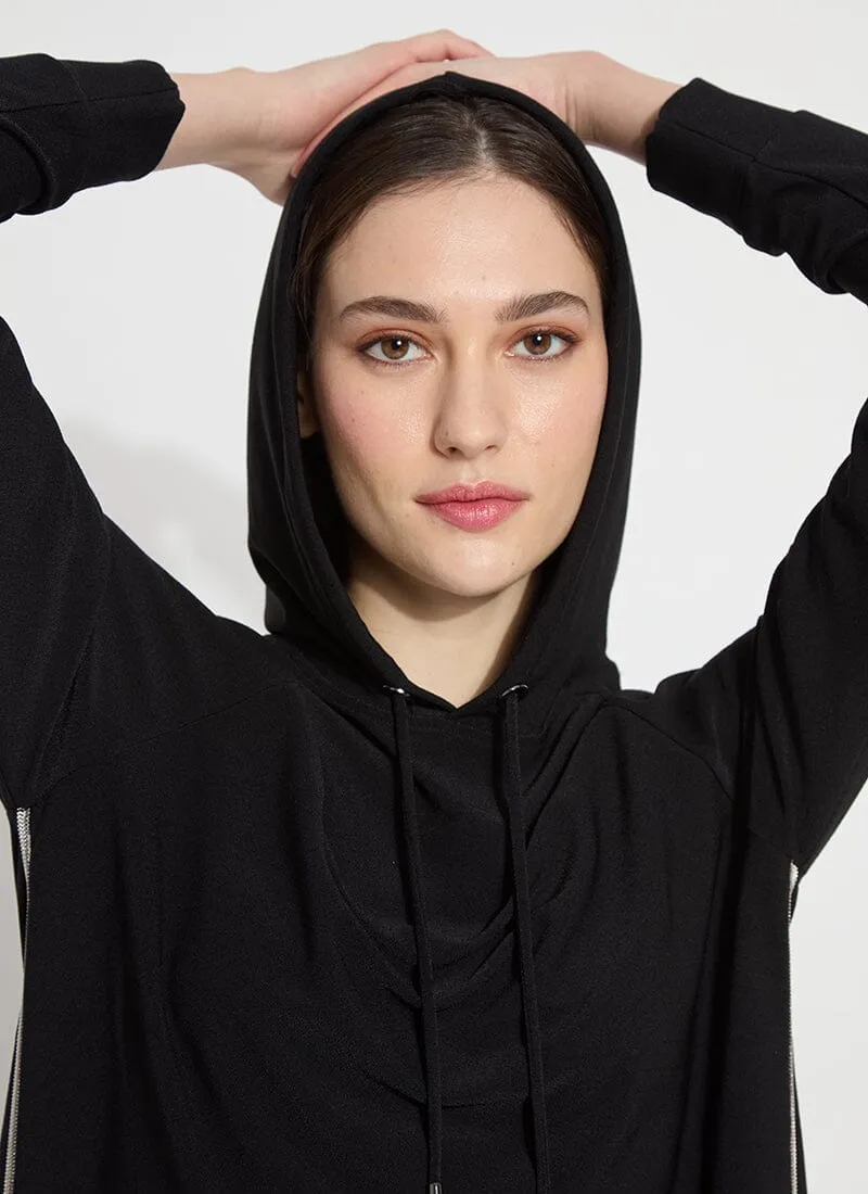 Julia Stretch Crepe Hoodie | Black