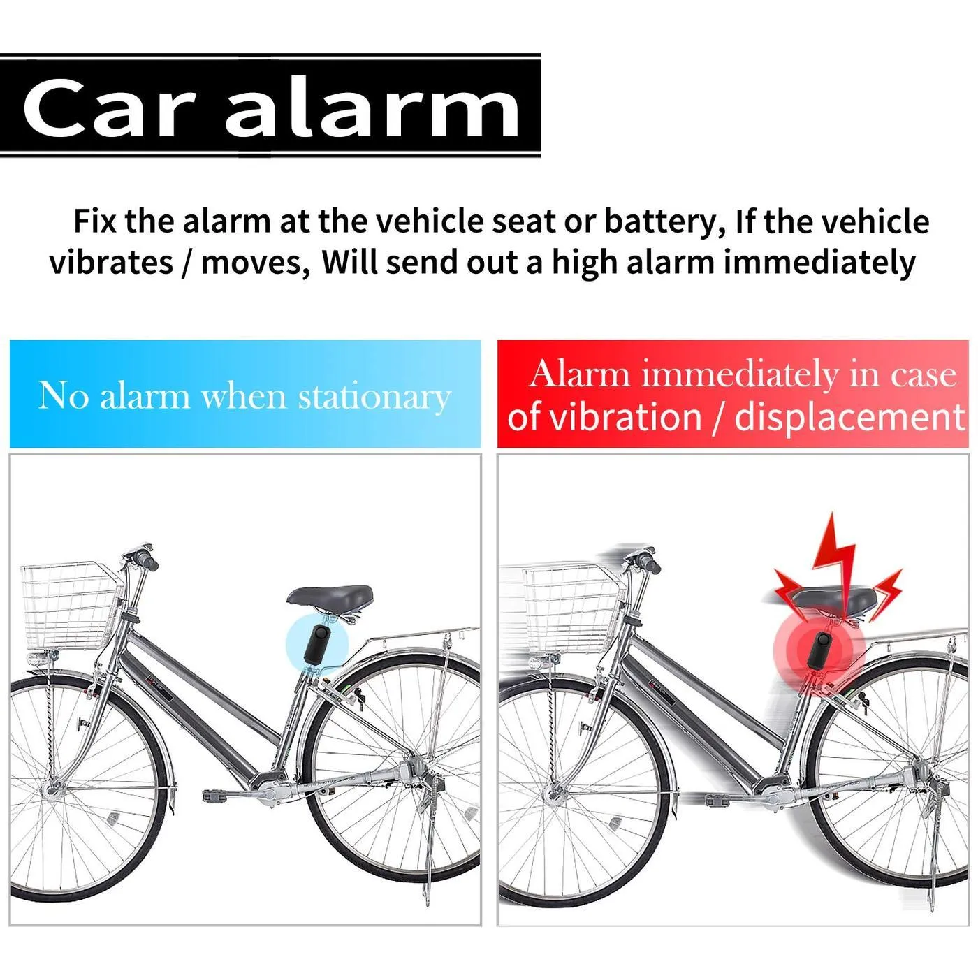 KCMYTONER 1 Pack 113dB Wireless Anti-Theft Vibration Waterproof Security Cycling Bike Alarm Motorcycle Bicycle Alarm with Remote Control