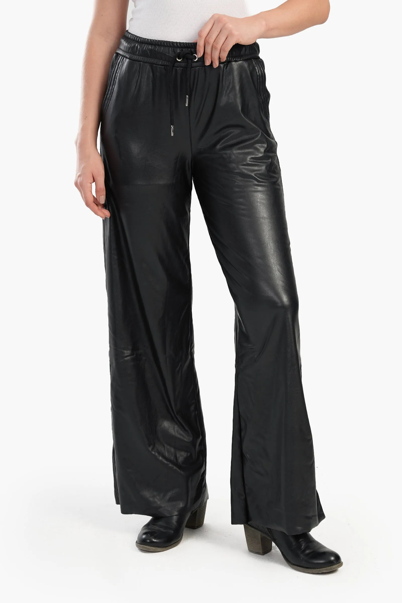 Leather Pants with Elastic Waist