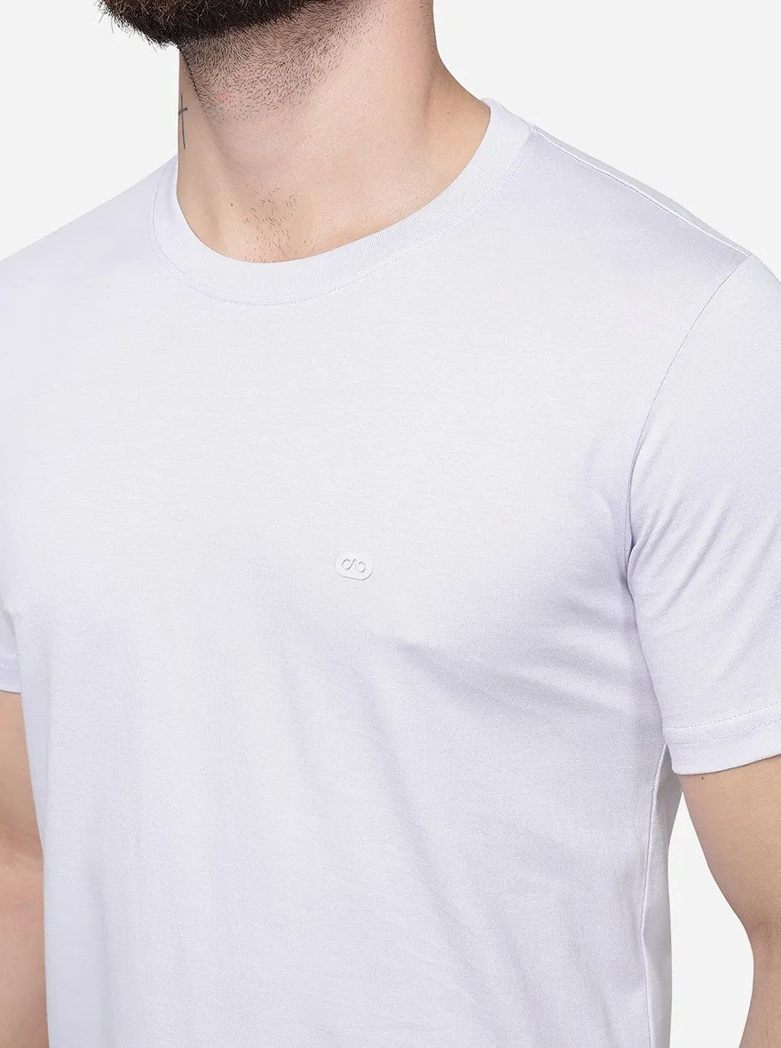 Light Purple Solid Slim Fit T-Shirt | JadeBlue