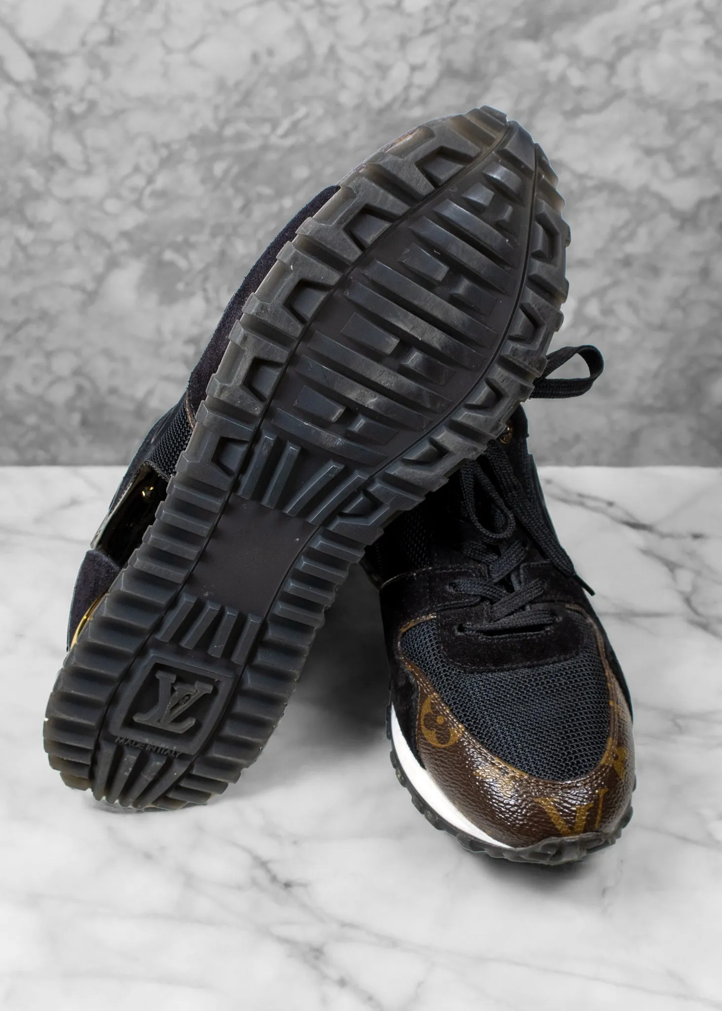 Louis Vuitton Black Monogram Run Away Lace Up Sneakers