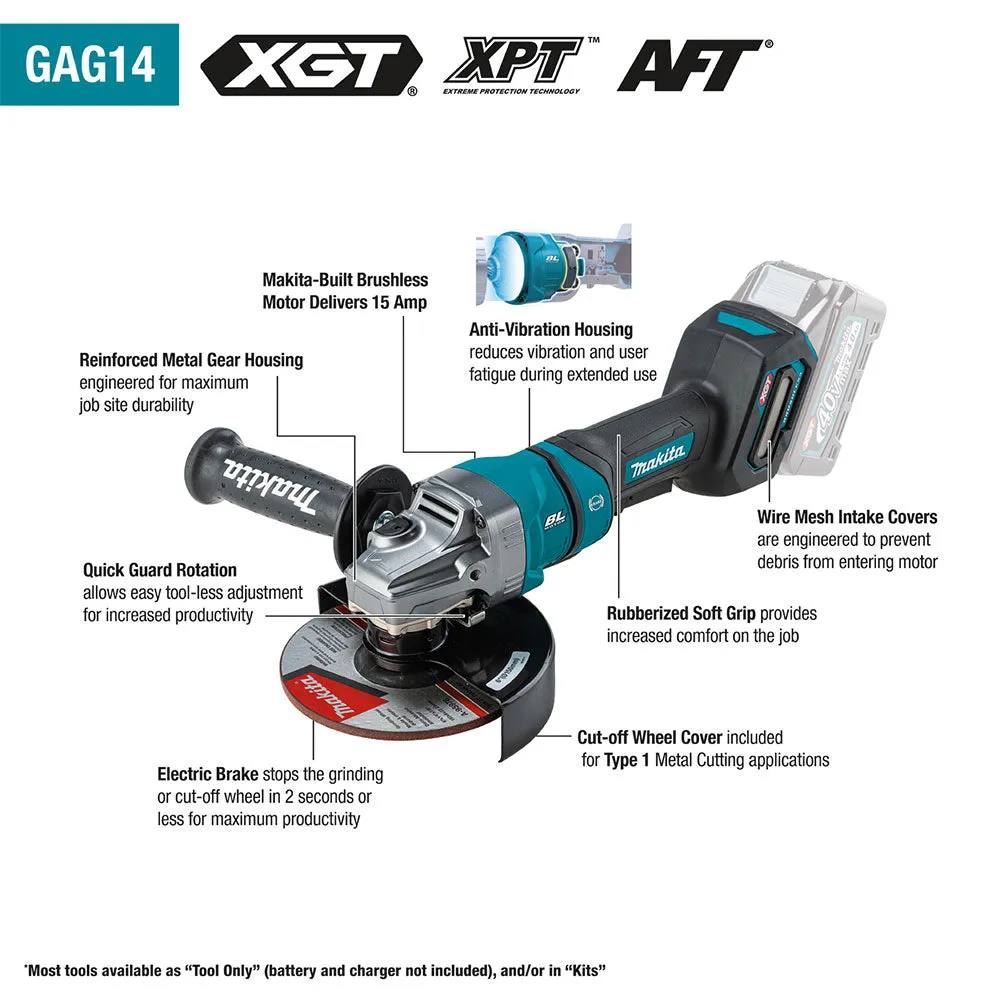 Makita GAG14Z 40V XGT 4-1/2" - 6" Brushless Paddle Grinder Brake - Bare Tool