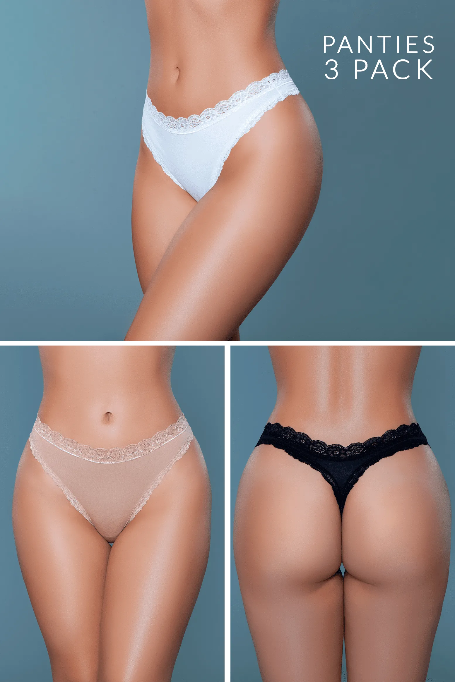 Mandy Cotton Jersey Thong 3 Pack Panties