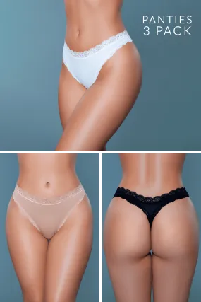 Mandy Cotton Jersey Thong 3 Pack Panties