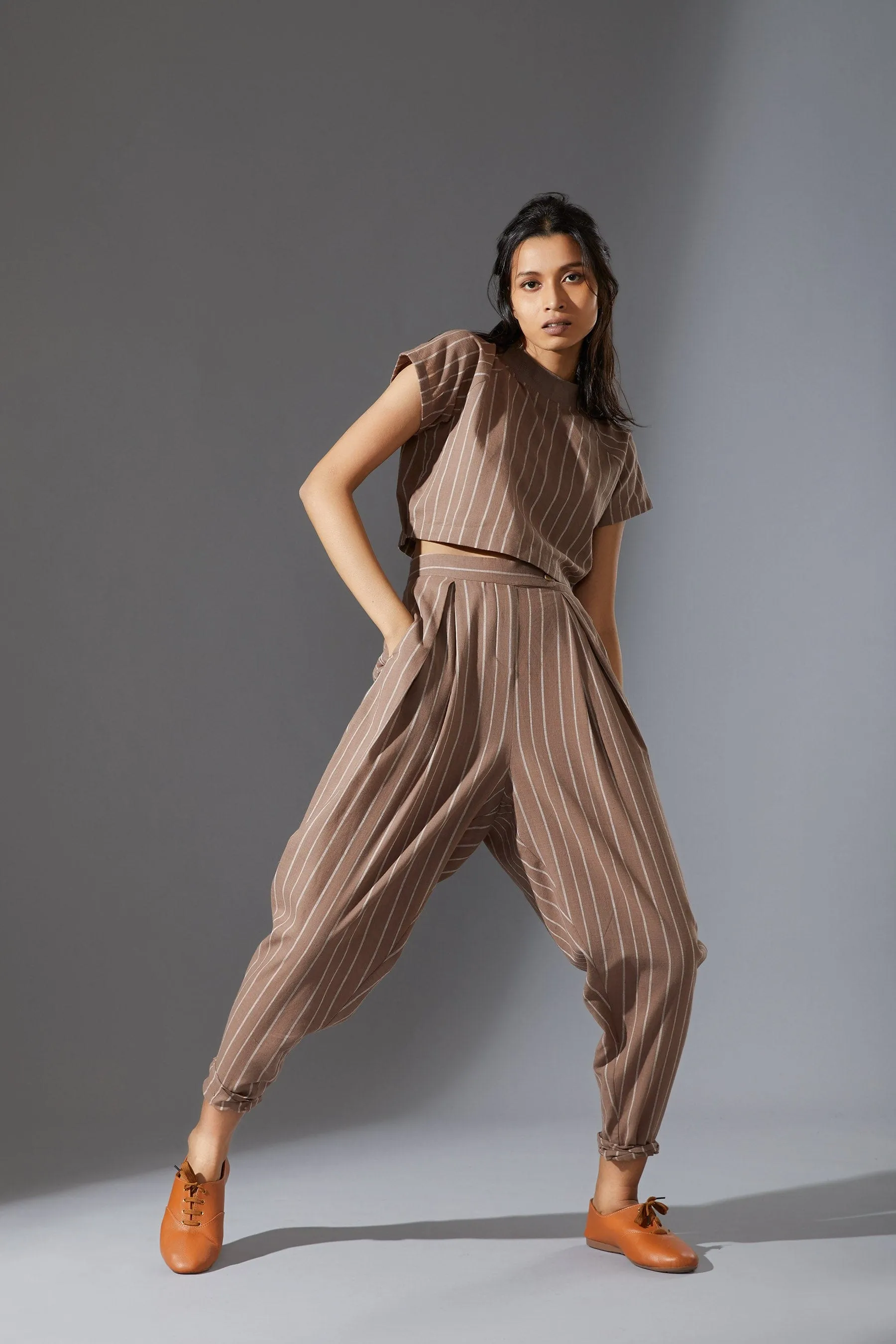 Mati New Aboli Beige & White Striped Pants