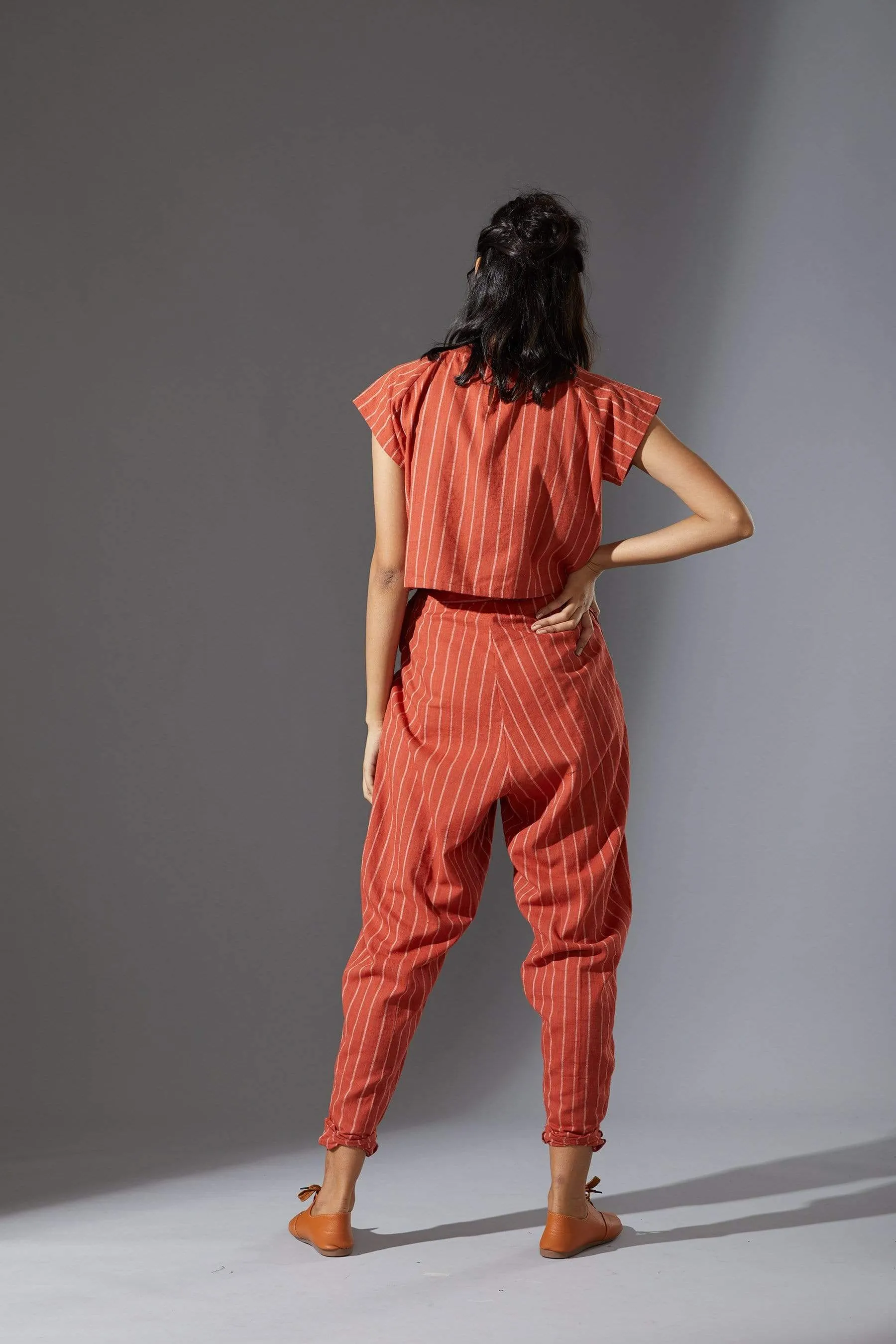 Mati New Aboli Rust & White Striped Pants