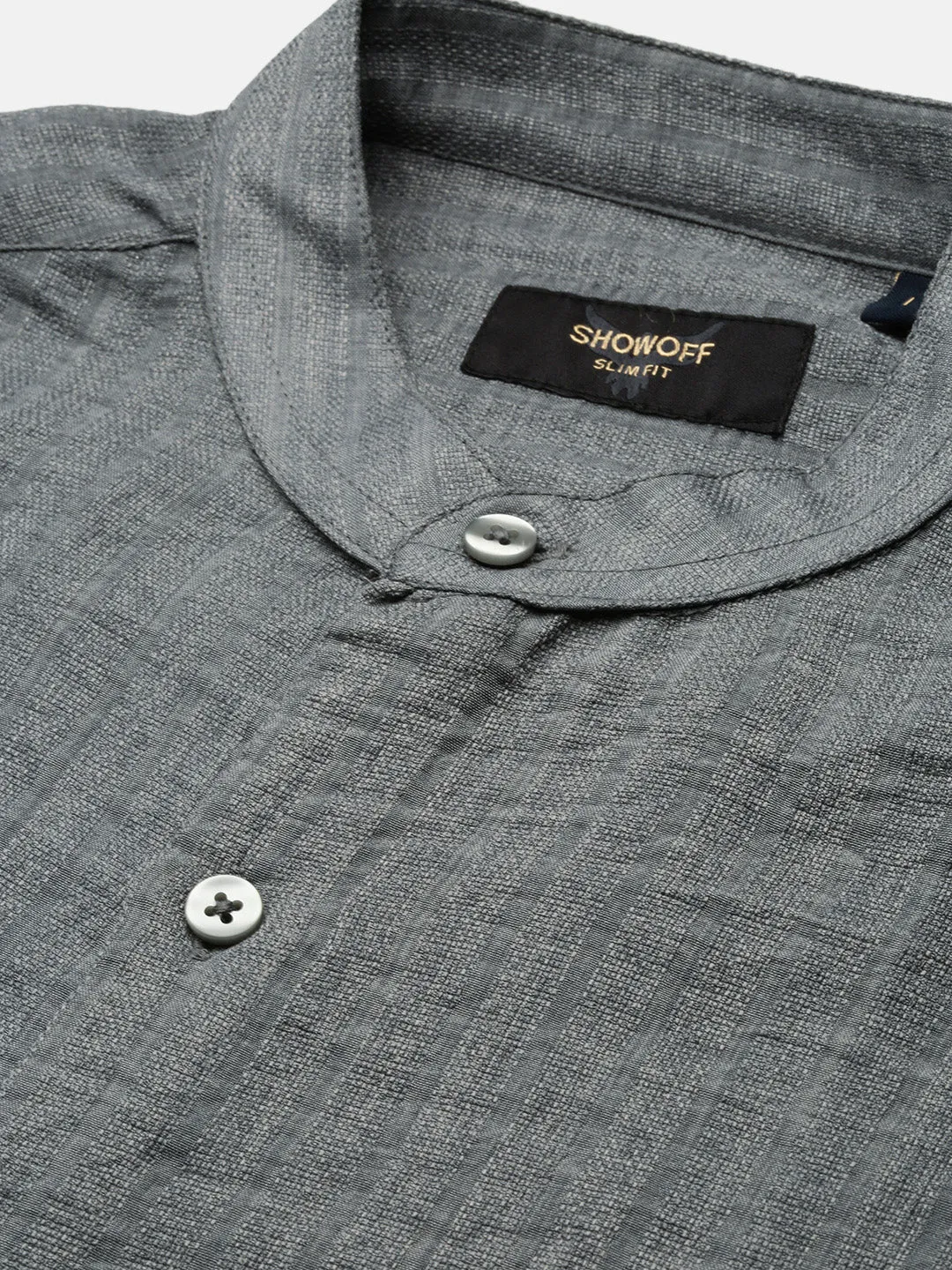 Men Grey Solid Slim Fit Shirt