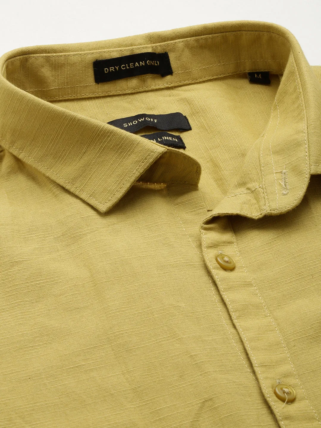 Men Khaki Solid Casual Shirt