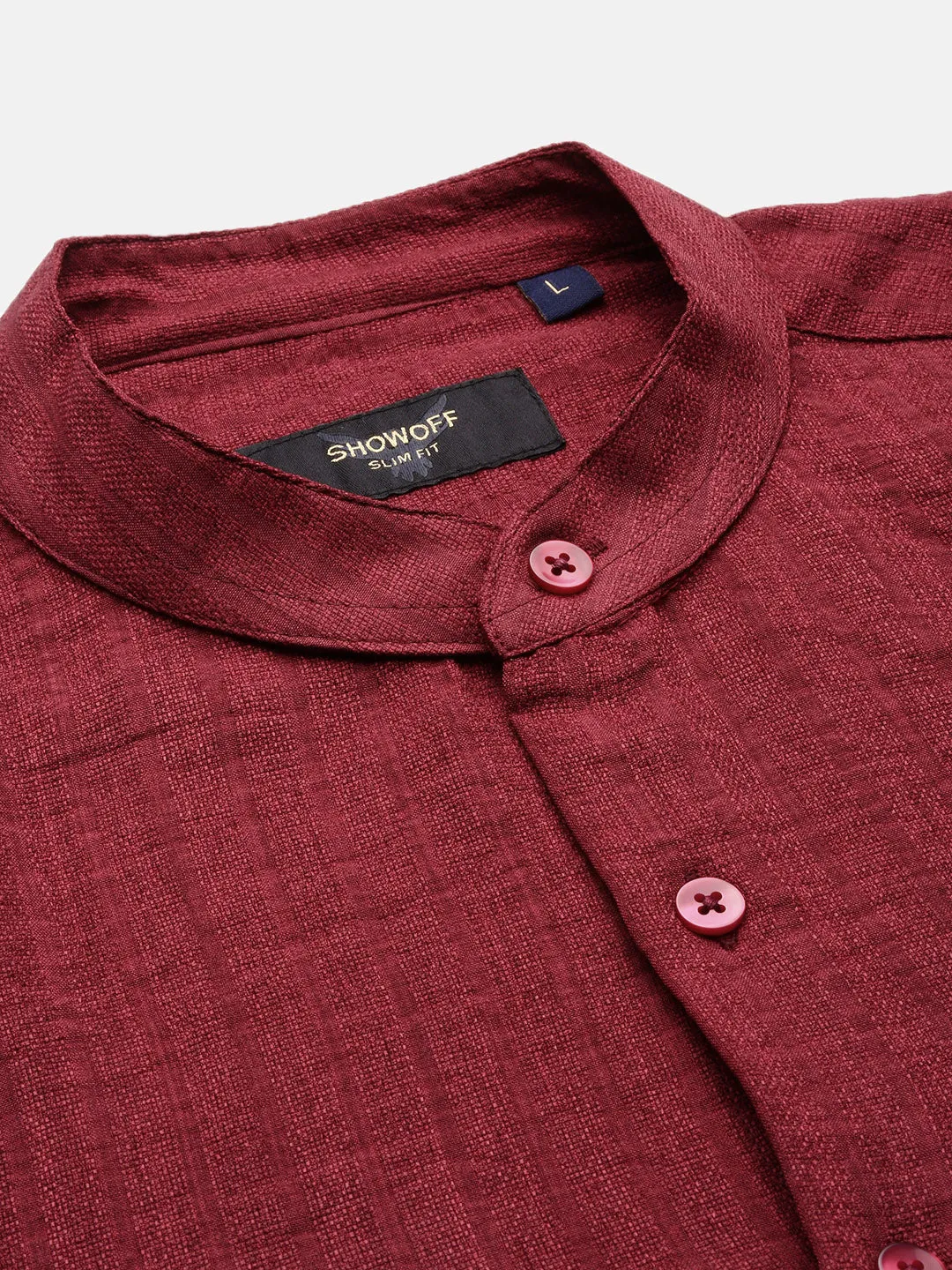 Men Maroon Solid Slim Fit Shirt