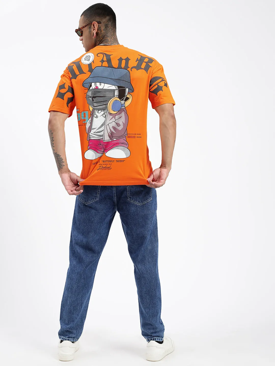 Men Solid Orange Relaxed Fit T Shirt