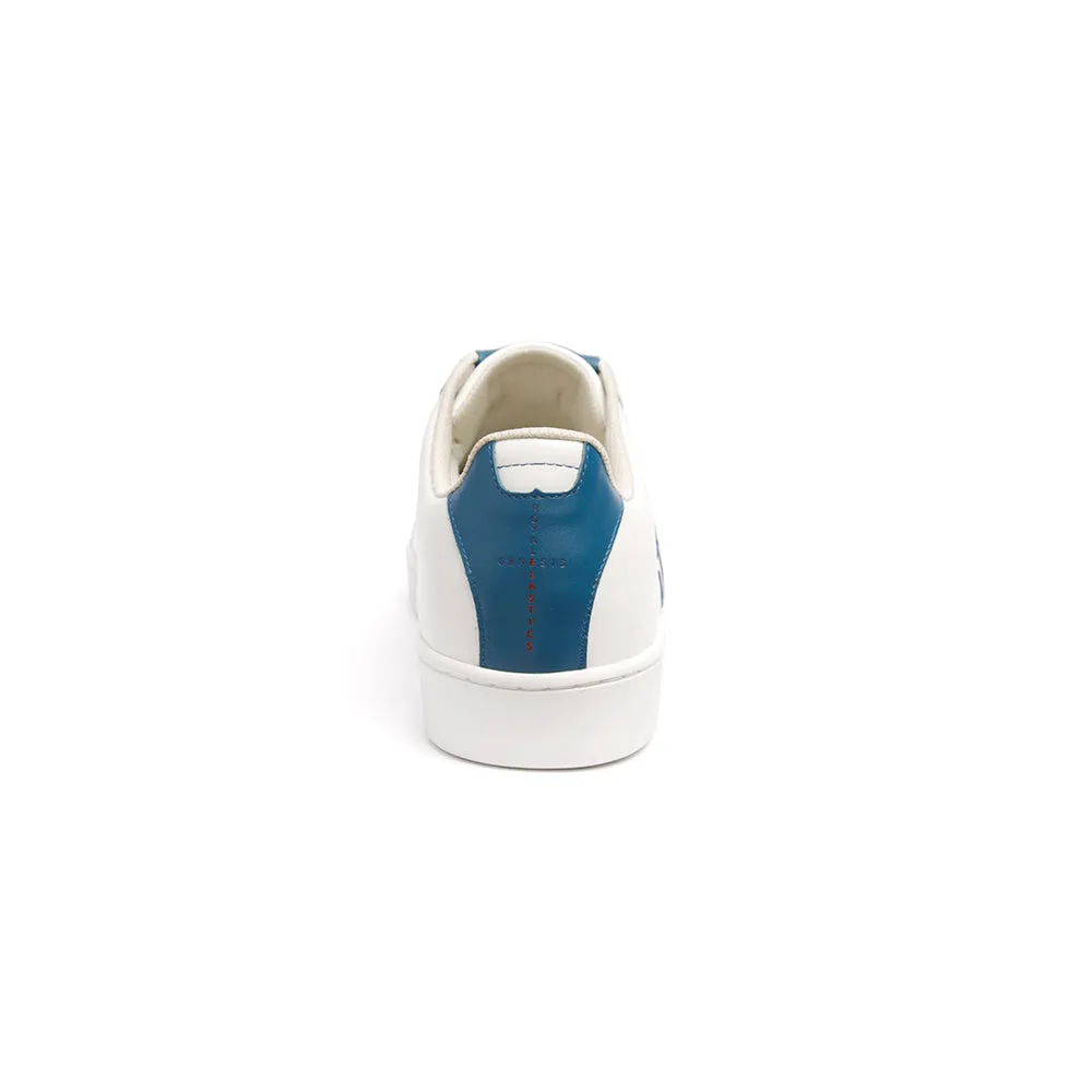 Men's Icon Genesis Color Bar White Blue Leather Sneakers 01992-050