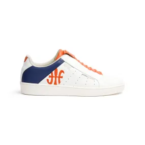 Men's Icon Genesis Spotlight White Blue Orange Leather Sneakers 01993-015