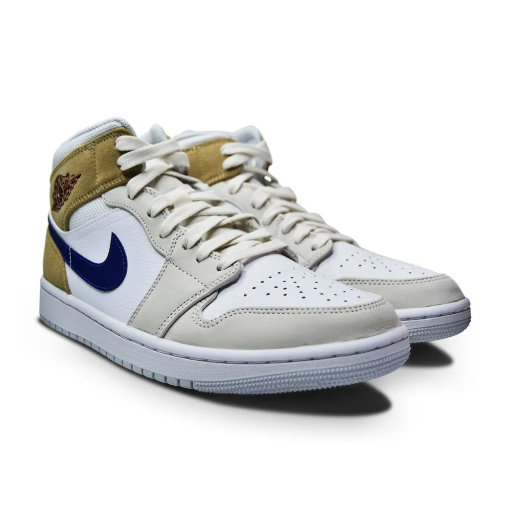 Mens Nike Air Jordan 1 Mid MeM2 - DO6726 100 - White Blue Void Team Red Khaki