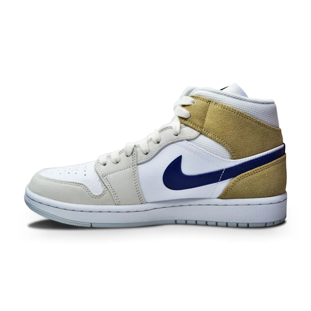 Mens Nike Air Jordan 1 Mid MeM2 - DO6726 100 - White Blue Void Team Red Khaki