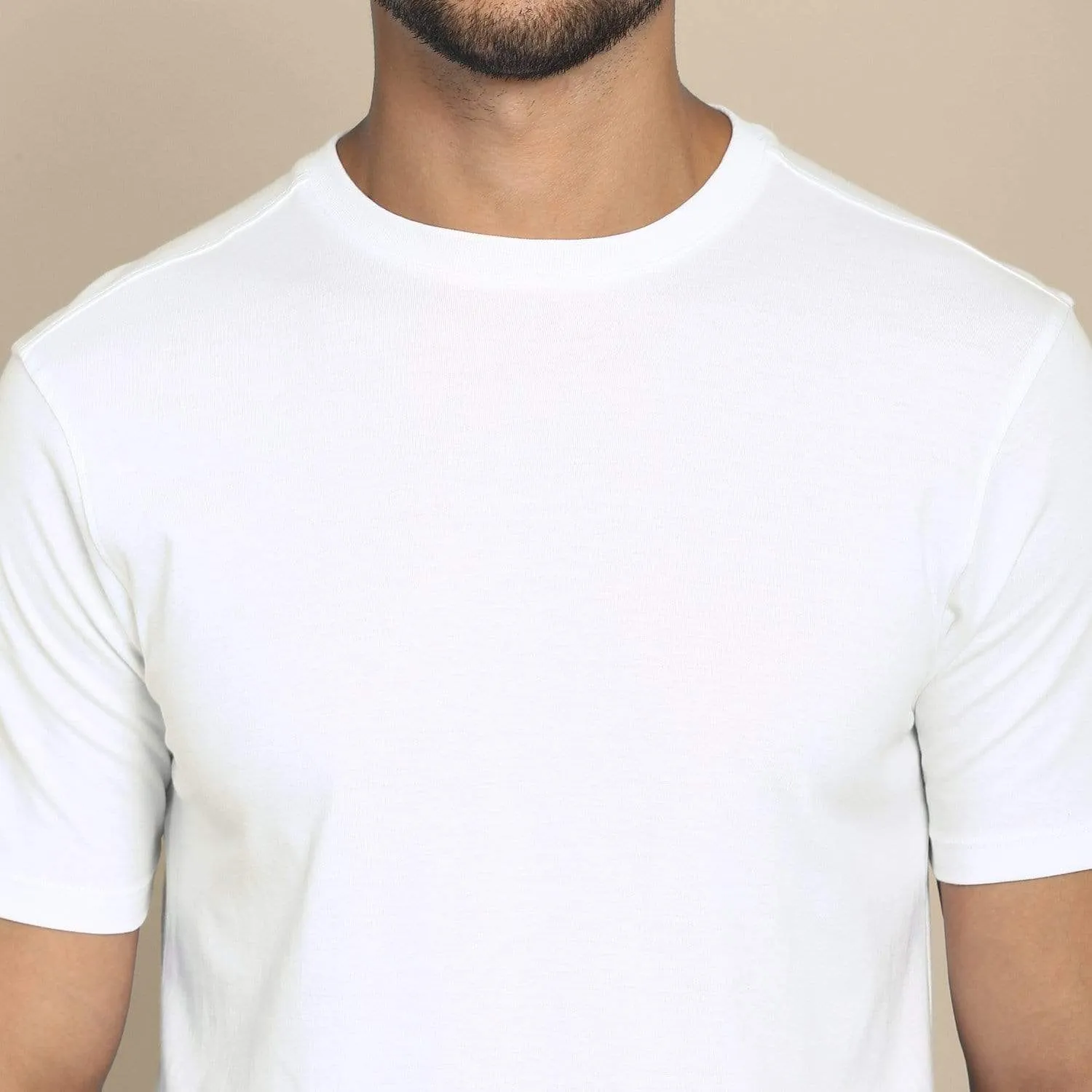 Men's Round Neck Plain T-Shirt WHITE (Regular fit)