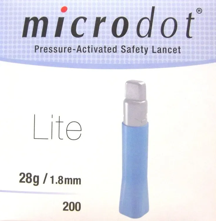 Microdot Lite Lancets 28 Guage 1.8mm x 200