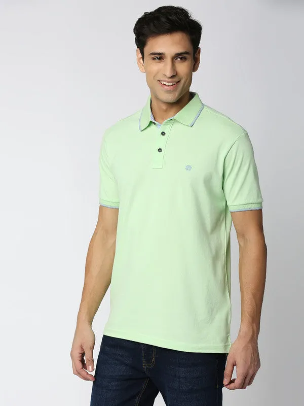 Mint Green Pique Lycra Polo T-shirt