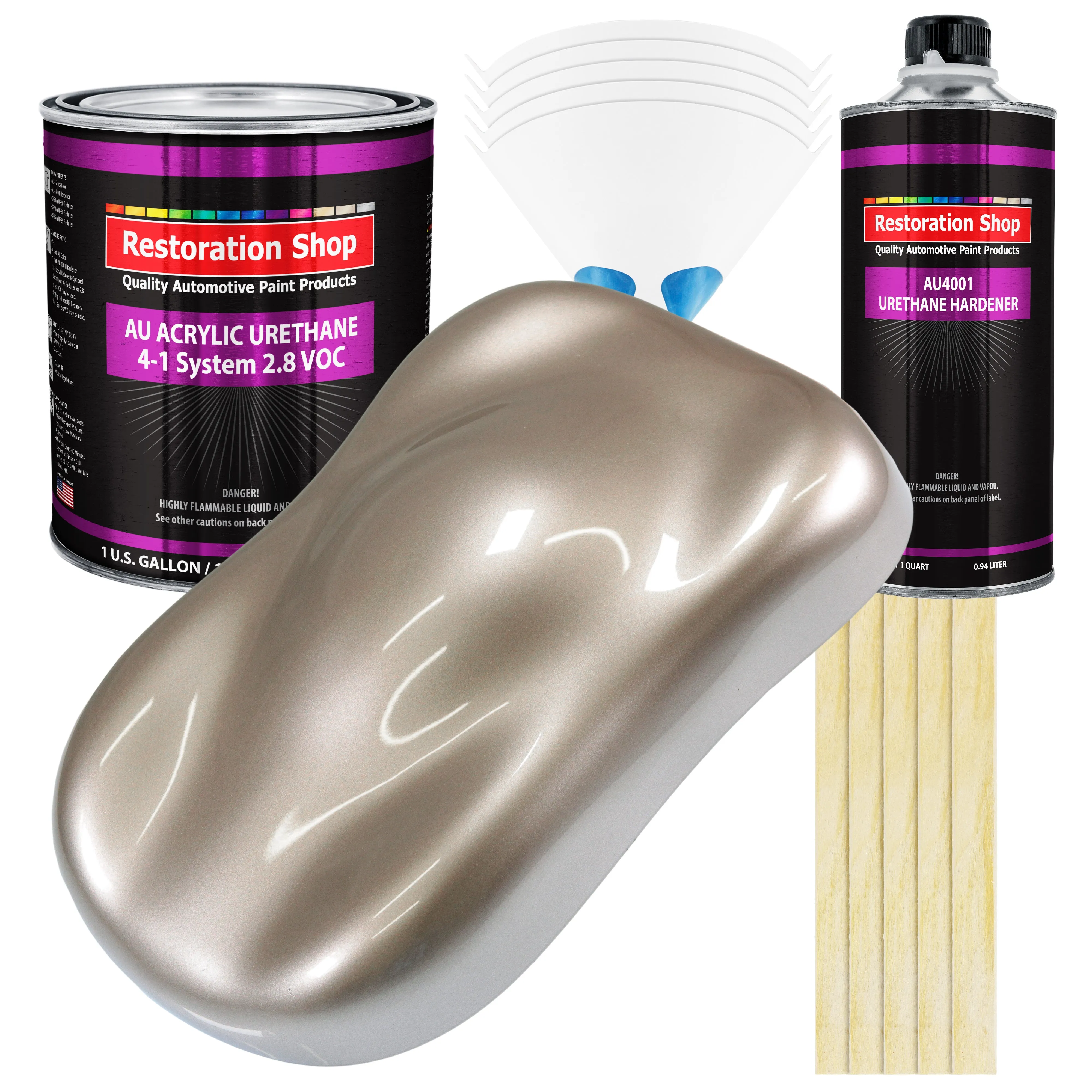 Mocha Frost Metallic Acrylic Urethane Auto Paint - Complete Gallon Paint Kit - Professional Single Stage Automotive Car Coating, 4:1 Mix Ratio 2.8 VOC