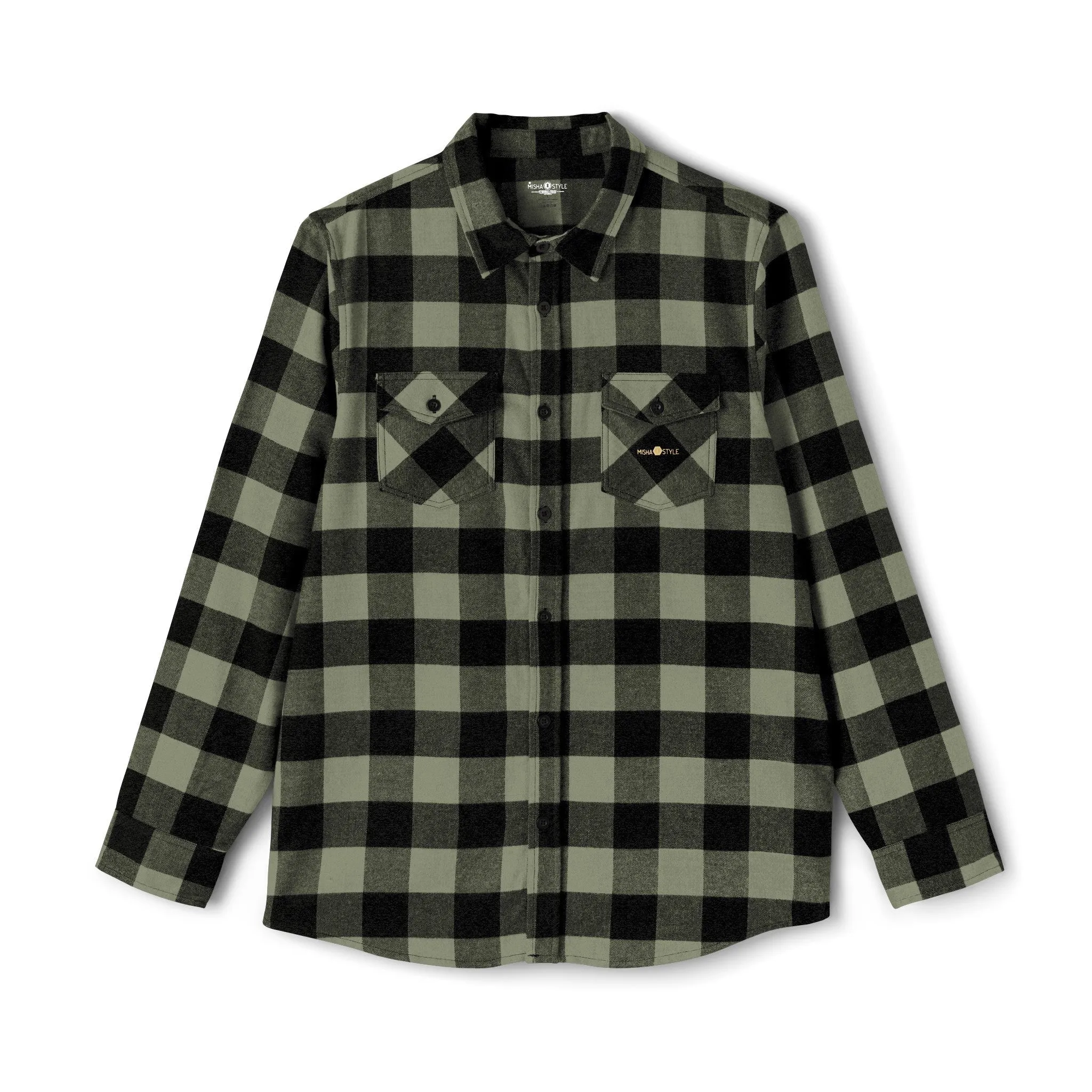 Olive Plaid Men Luxury Flannel Shirt