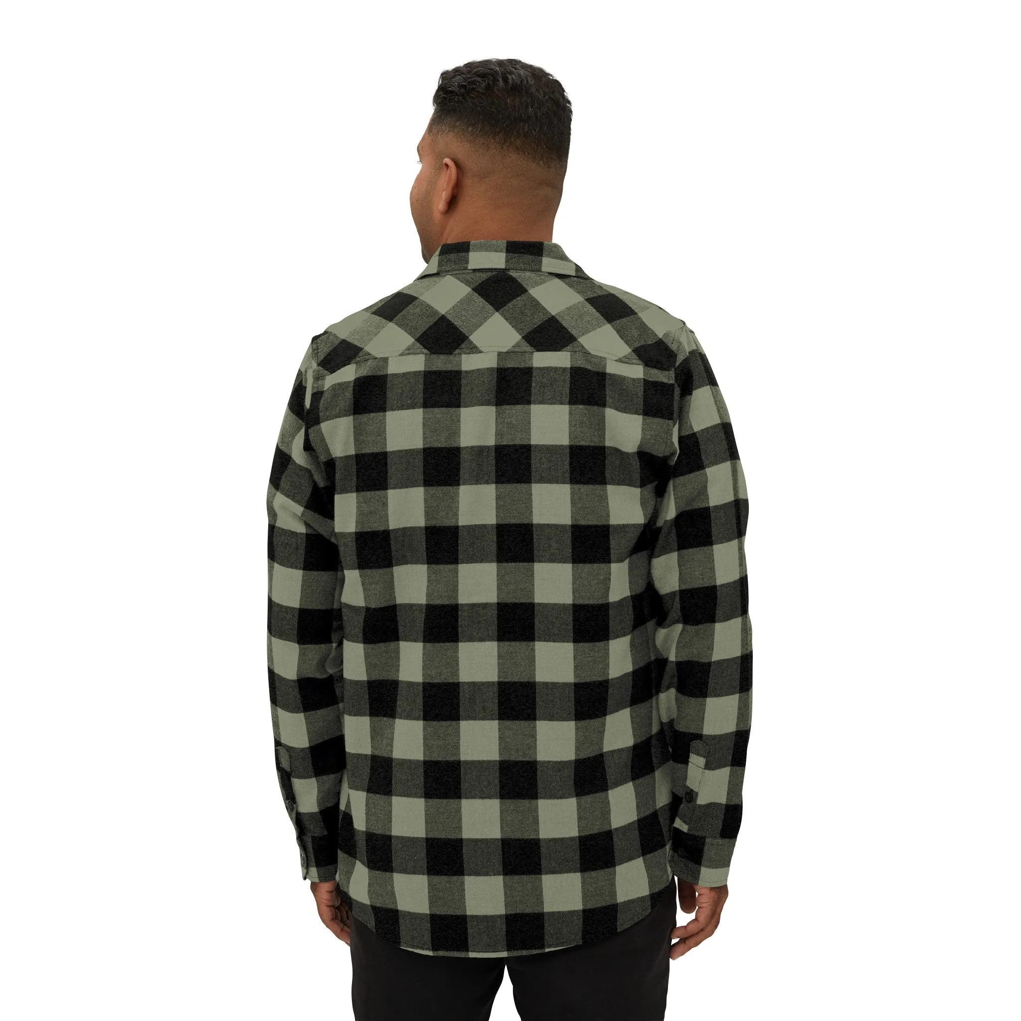 Olive Plaid Men Luxury Flannel Shirt