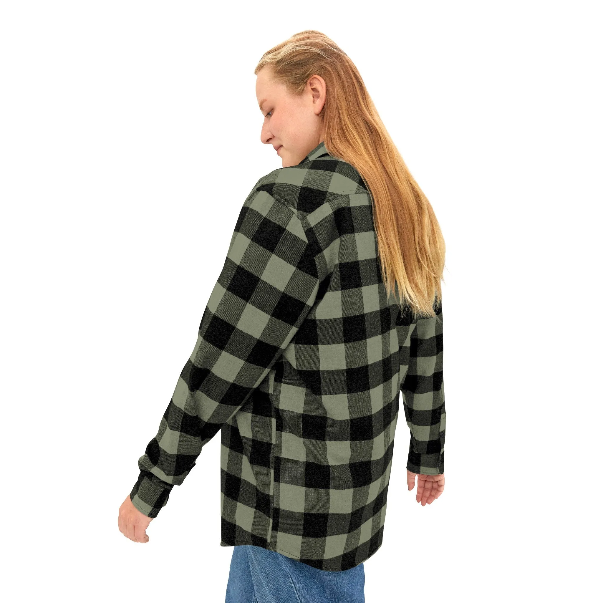 Olive Plaid Women Luxury Flannel Shirt