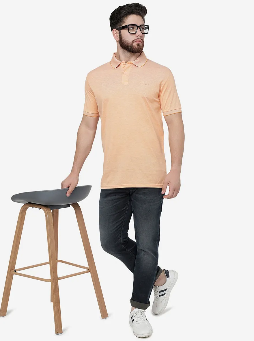 Orange Solid Slim Fit Polo T-Shirt | JadeBlue