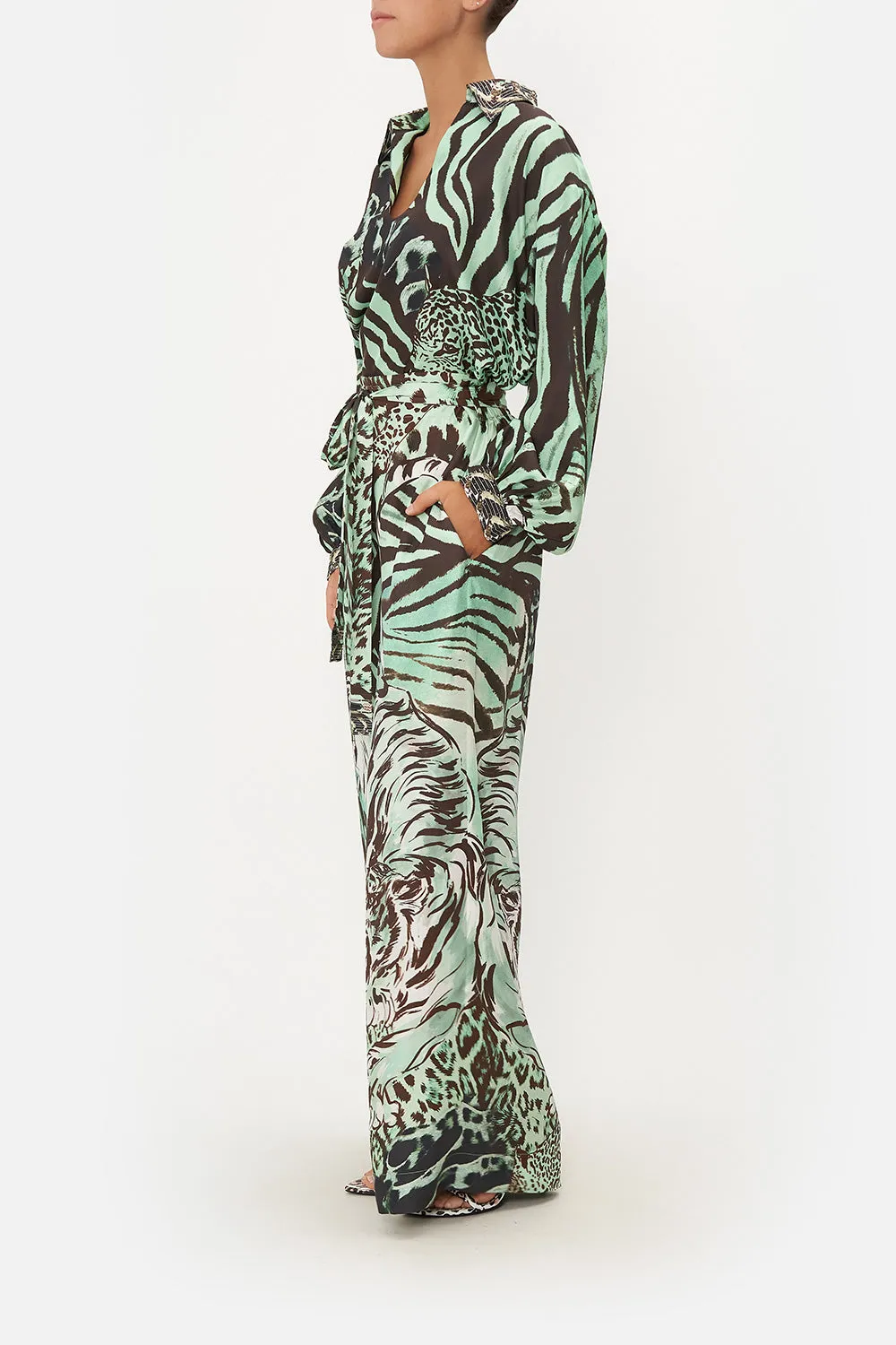 PAPERBAG WAIST WIDE LEG PANT LEOPARD LORE