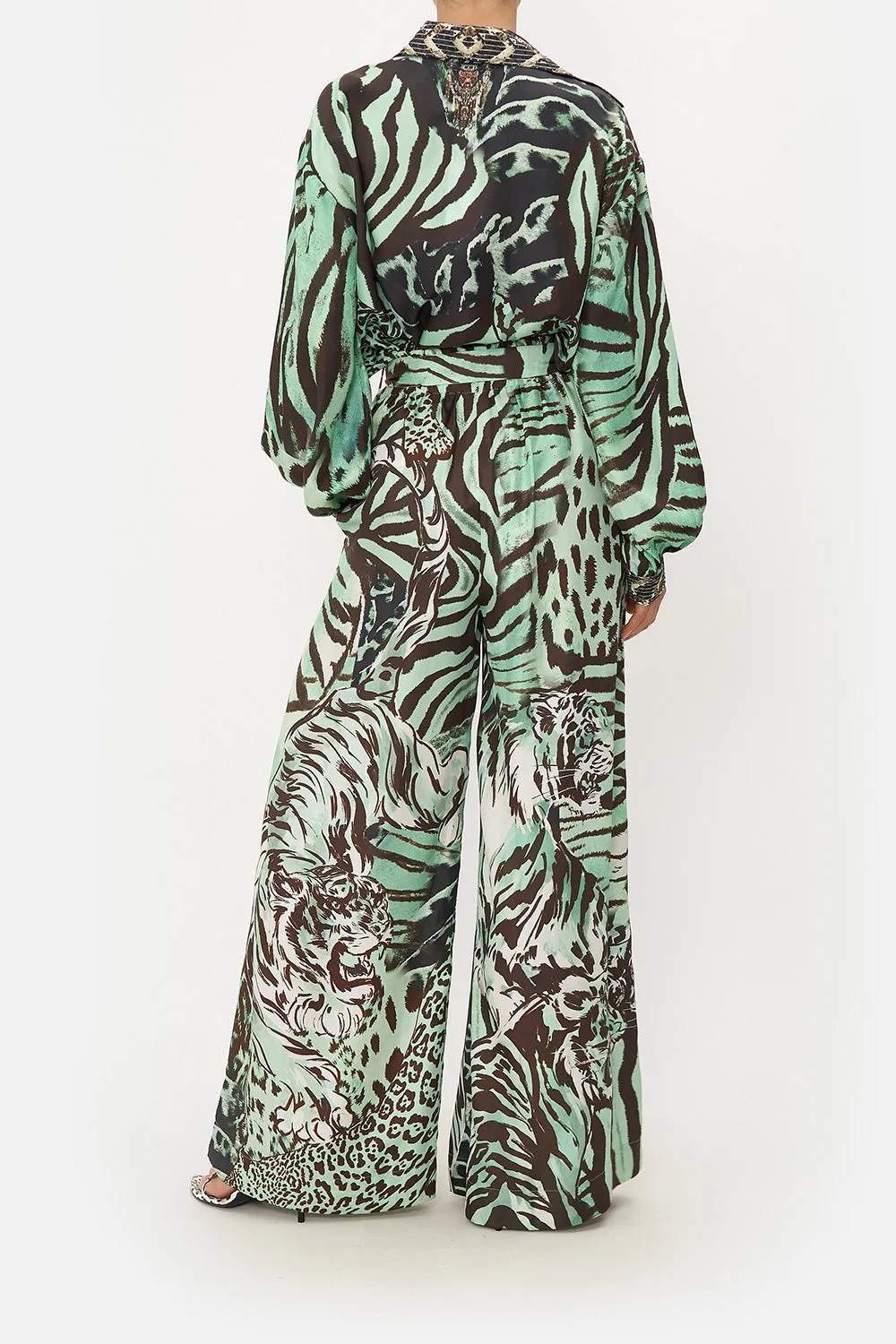 PAPERBAG WAIST WIDE LEG PANT LEOPARD LORE