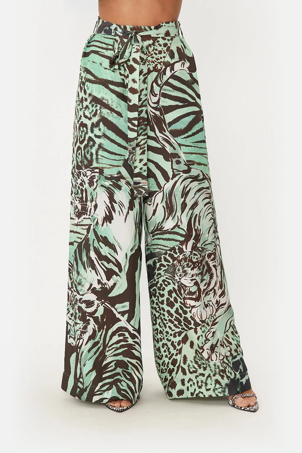 PAPERBAG WAIST WIDE LEG PANT LEOPARD LORE