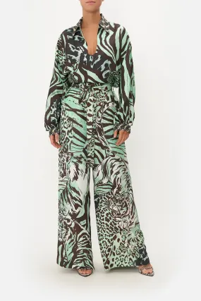 PAPERBAG WAIST WIDE LEG PANT LEOPARD LORE