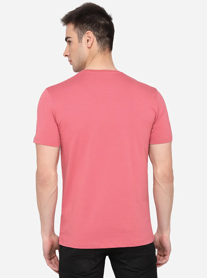 Peach Printed Slim Fit T-Shirt | JadeBlue